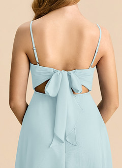 Azazie Shale Junior Sea Glass A-Line Bow Chiffon Dress image6