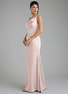 Azazie Spencer Bridesmaid Dresses Blushing Pink Mermaid Pleated Stretch Satin Dress image4
