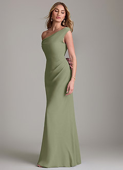 Azazie Emerson Brautjungfernkleider Etui Schulterfrei Chiffon Kleid Pistazie image6