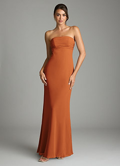 Azazie Saylor Vestidos de damas de honor Vestido de Canela de Gasa de Corte Sirena con Sin tirantes image3