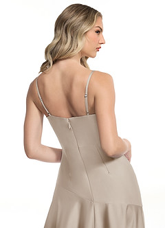 Azazie Kayla Bridesmaid Dresses Frost Sheath Side Slit Stretch Satin Dress image5
