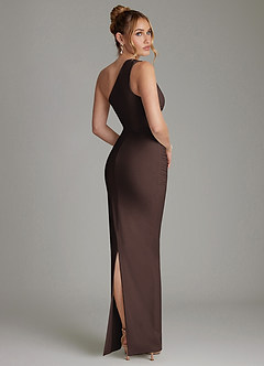 Azazie Shanice Bridesmaid Dresses Ganache Sheath One Shoulder Premium Stretch Jersey Dress image2
