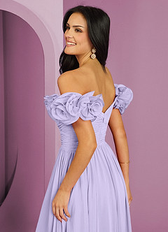 Barbie ♥ Azazie Robes de demoiselle d'honneur Robe Trapèze Convertible en Mousseline de soie Épaule décolletée Lilas image8