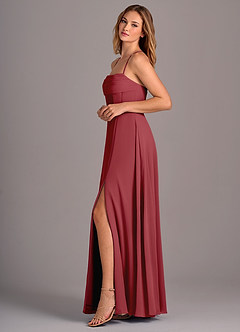 Azazie Carolyn Bridesmaid Dresses Pomegranate A-Line Pleated Chiffon Dress image3