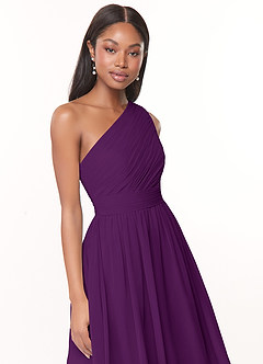 Azazie Katrina Bridesmaid Dresses Grape A-Line One Shoulder Chiffon Dress image5