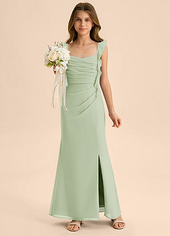 Azazie Jessamine Junior Dusty Sage Mermaid Sweetheart Neckline Chiffon Dress image1