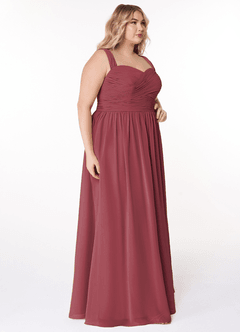 Azazie Zapheira Brautjungfernkleider A-Linie Gestreift Chiffon Kleid Merlot image9