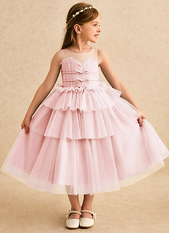 Azazie Delmina Flower Girl Klänningar Klä Balklänning i Tyll Rynkad image3