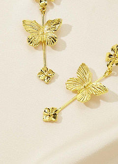 front Orecchini pendenti a forma di farfalla dorata