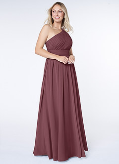 Azazie Molly Final Sale Dusty Blue A-Line One Shoulder Chiffon Dress image5