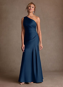 Azazie Haifa Suknie dla Matki Panny Młodej Syrena Jedno ramię Satyna elastyczna Długość podłogi Sukienka image1