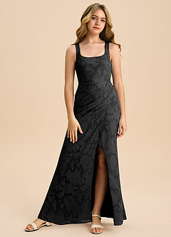 Azazie Mero Junior Abito Tubino in Burnout Floreale Plissettato Nero image4