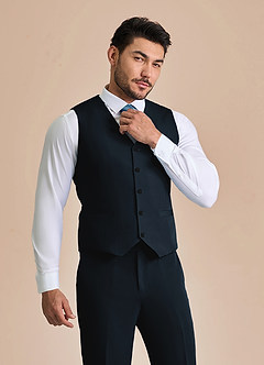 front James Bleu Marine Gilet de costume