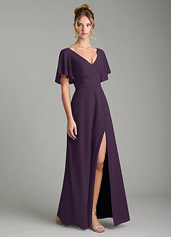Azazie Ambrosia Bridesmaid Dresses Plum A-Line Pleated Chiffon Dress image5