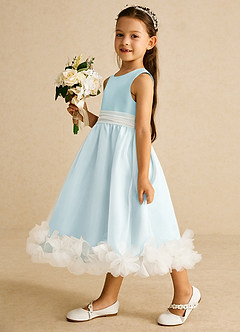 Azazie Stardust Flower Girl Dresses Sea Glass A-Line Sleeveless Organza Dress image3