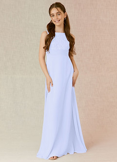 Azazie Snow Junior Jurk van Chiffon met A-Lijn Kant Lavendel image4