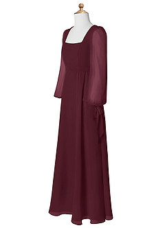 Azazie Leonia Junior Cabernet A-Line with Pockets Chiffon Dress image9