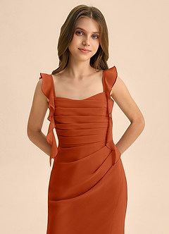 Azazie Jessamine Junior Burnt Orange Mermaid Sweetheart Neckline Chiffon Dress image7