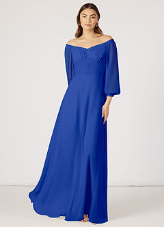 Azazie Rubina Bridesmaid Dresses A-Line Long Sleeve Chiffon Floor-Length Dress image1