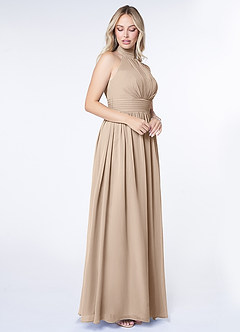 Azazie Iman Bridesmaid Dresses Taupe A-Line A-Line Ruched Chiffon Dress image3