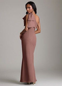 Azazie Yuanna Bridesmaid Dresses Espresso Mermaid One Shoulder Chiffon Dress image2