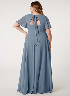 Azazie Kimber Vestidos de damas de honor Vestido de Crepúsculo de Gasa de Corte en A con Manga volante image10