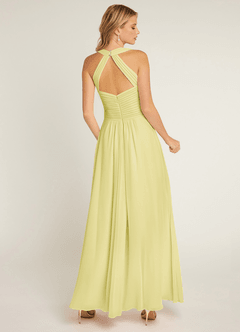 Azazie Claudia Abiti da Damigella Abito A-Line in Chiffon Scollo a Cuore Sorbetto Al Limone image3