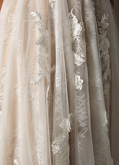 Azazie Monda Hochzeitskleider A-Linie Spitze Tüll Kleid Diamantweiß Nude image9
