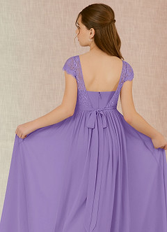Azazie Silvermist Junior Tahiti A-Line Pleated Chiffon Dress image7