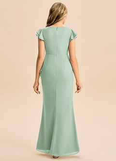 Azazie Julie Junior Abito Sirena in Chiffon Increspato Agave image5