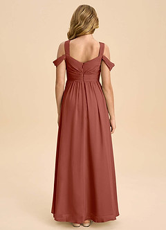 Azazie Lianne Junior Auburn A-Line Off the Shoulder Chiffon Dress image7