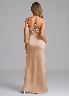 Azazie Eren Bridesmaid Dresses English Rose Mermaid One Shoulder Stretch Satin Dress image2