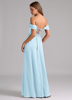 Azazie Hattie Essayer des robes à la maison Robe Trapèze en Satin extensible Corset Bleu Ciel image2