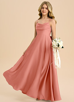 Azazie Bear Junior Coral A-Line Sweetheart Neckline Stretch Satin Dress image5