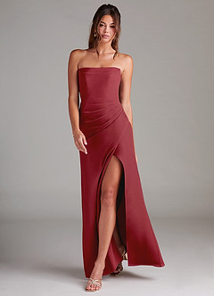 Azazie Leonis Bridesmaid Dresses Pomegranate Sheath Strapless Chiffon Convertible Dress image7