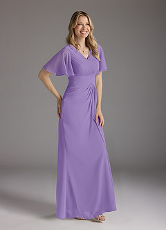 Azazie Morning Glory Mother of the Bride Dresses Tahiti A-Line V-Neck Ruched Chiffon Dress image3
