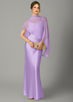 Azazie Jaleesa Bridesmaid Dresses Lilac A-Line High Neck Stretch Satin Dress image5