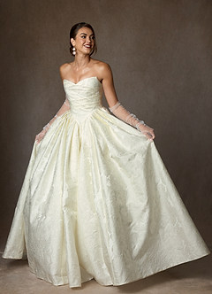 Azazie Celestia Suknie ślubne Suknia balowa Bez ramiączek Żakard kwiatowy Pociąg sądowy Sukienka image4