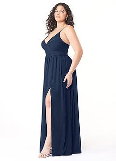Azazie Aaida Brautjungfernkleider A-Linie Korsett Chiffon Kleid Dunkelmarine image9