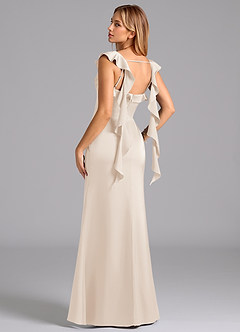 Azazie Adi Bridesmaid Dresses White Alabaster A-Line Pleated Stretch Satin Dress image6