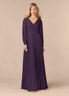 Azazie Zina Mother of the Bride Dresses Plum A-Line Pleated Chiffon Dress image1