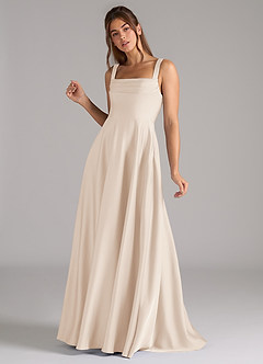 Azazie Shaude Bridesmaid Dresses White Alabaster A-Line Pleated Stretch Satin Dress image5