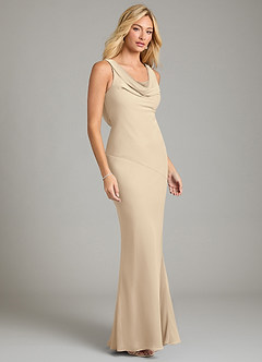 Azazie Rylina Bridesmaid Dresses Champagne Mermaid Pleated Chiffon Dress image5