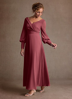 Azazie Paterson Suknie dla Matki Panny Młodej Linia A Pofałdowany Szyfon Długość kostki Sukienka image5