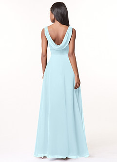 Azazie Karina Bridesmaid Dresses Cloud Blue A-Line Pleated Chiffon Dress image2
