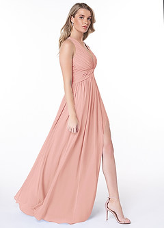 Azazie Jaclyn Bridesmaid Dresses Rosette A-Line Pleated Chiffon Dress image9