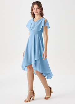 Azazie Graciela Junior Powder Blue A-Line Pleated Chiffon Dress image1
