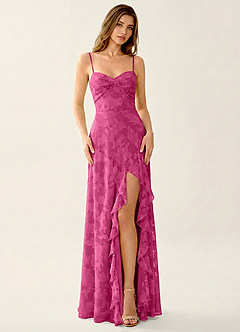 Rosemary Fuchsia Jacquard Corset Sparkly Prom Dress image1