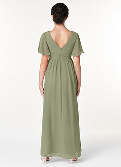 Azazie Temeka Junior Pistachio A-Line Pleated Chiffon Dress image2