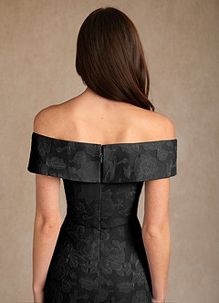 Azazie Medford vestidos de madre de la novia Vestido de Negro de Devorado Floral de Corte En A con Vestidos sin tirantes image8